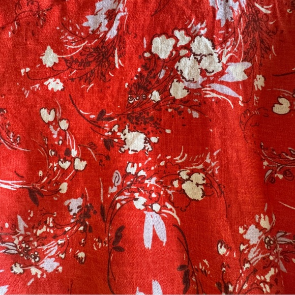 Red One-Shoulder Linen Floral Mini Dress XS Free People Summer Party Festival - Picture 6 of 9